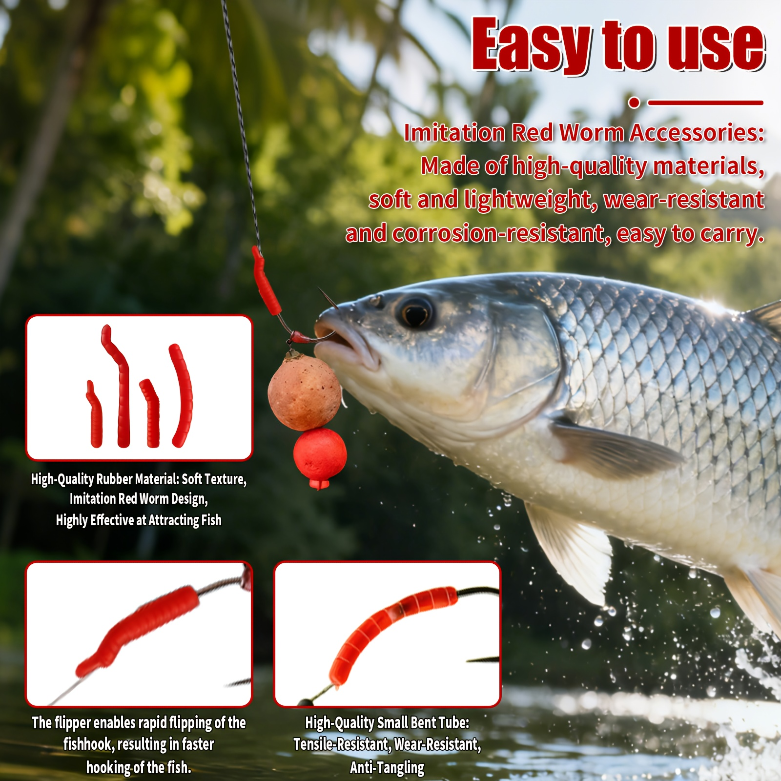 Red Artificial Bloodworm Hook  - Aglaonema Red recension och pris