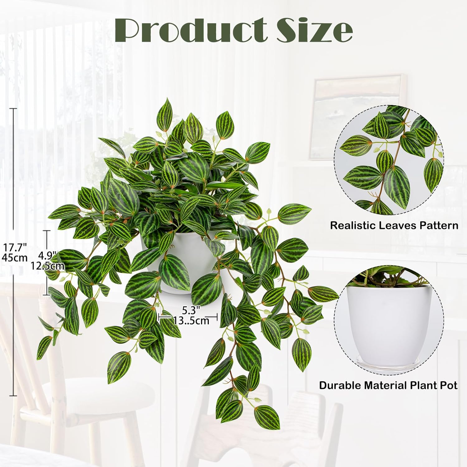 Artificial Plants Indoor Fake  - Peperomia Watermelon recension och pris