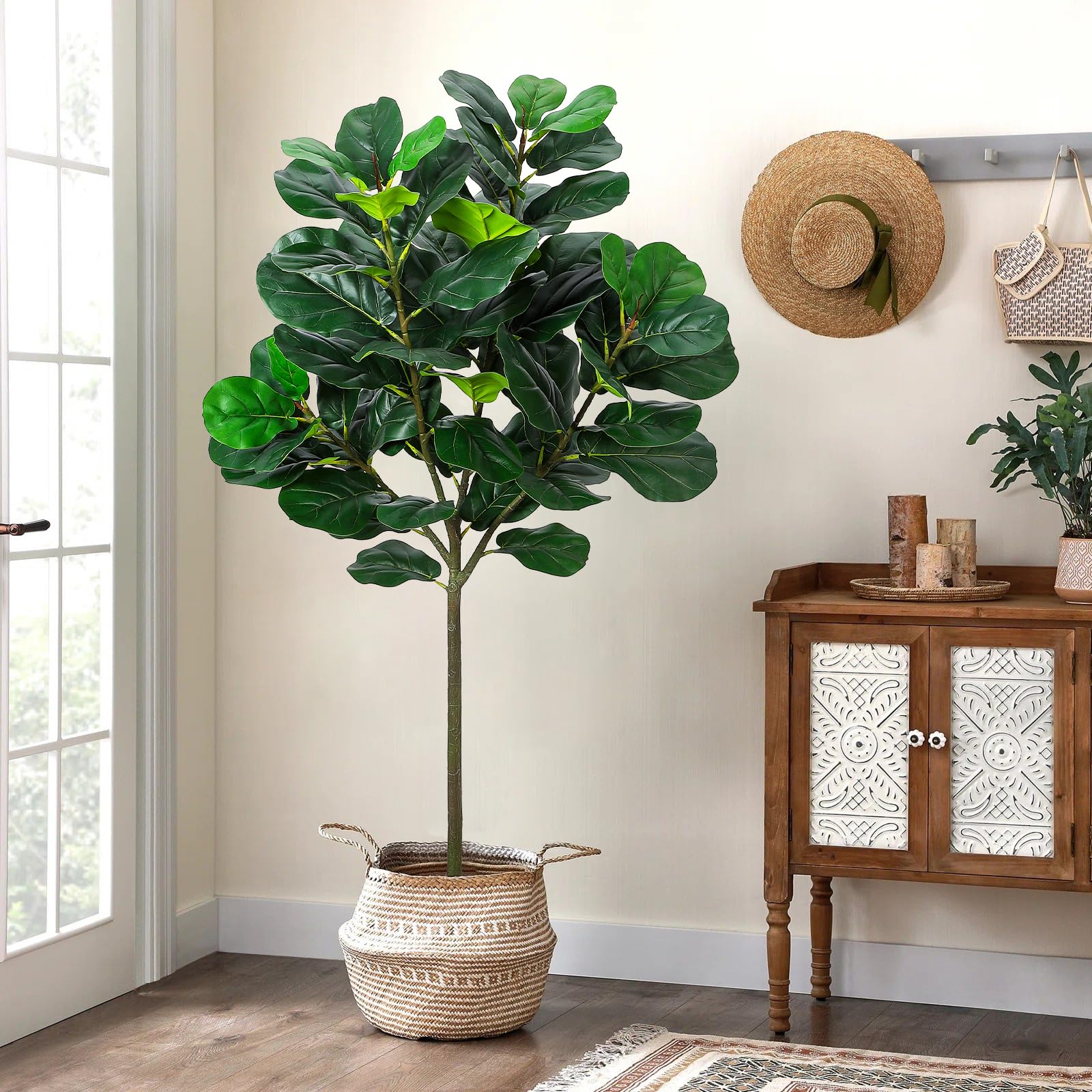 GlowSol 5.2 Ft Artificial Fidd - Ficus Lyrata Tree recension och pris
