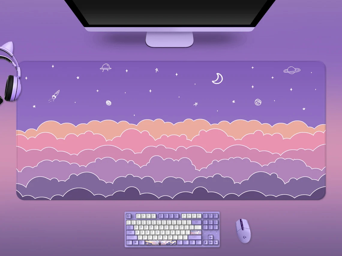 Kawaii Deskmat purple Cute Mou - Tradescantia Purple recension och pris