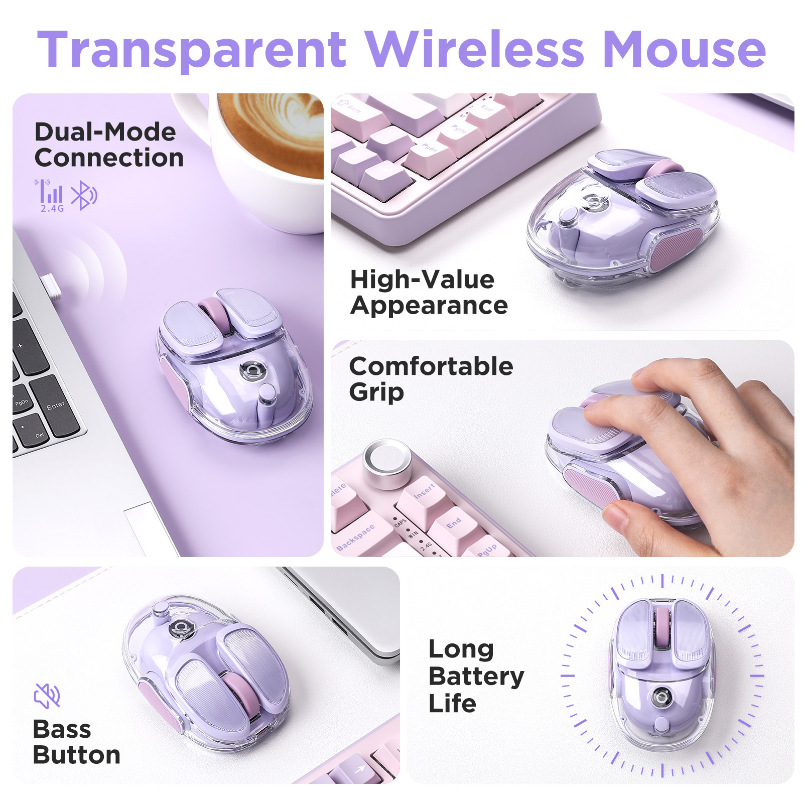 EWEADN Q9 Purple Wireless RGB  - Tradescantia Purple recension och pris
