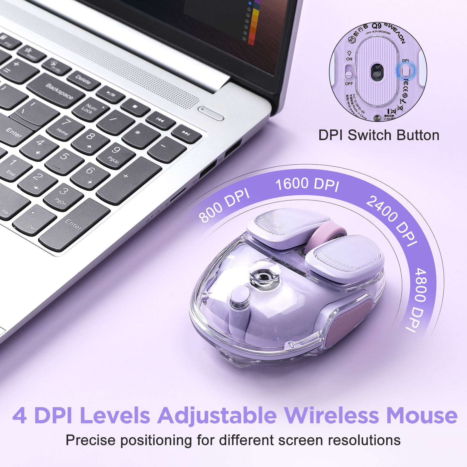 EWEADN Q9 Purple Wireless RGB  - Tradescantia Purple recension och pris