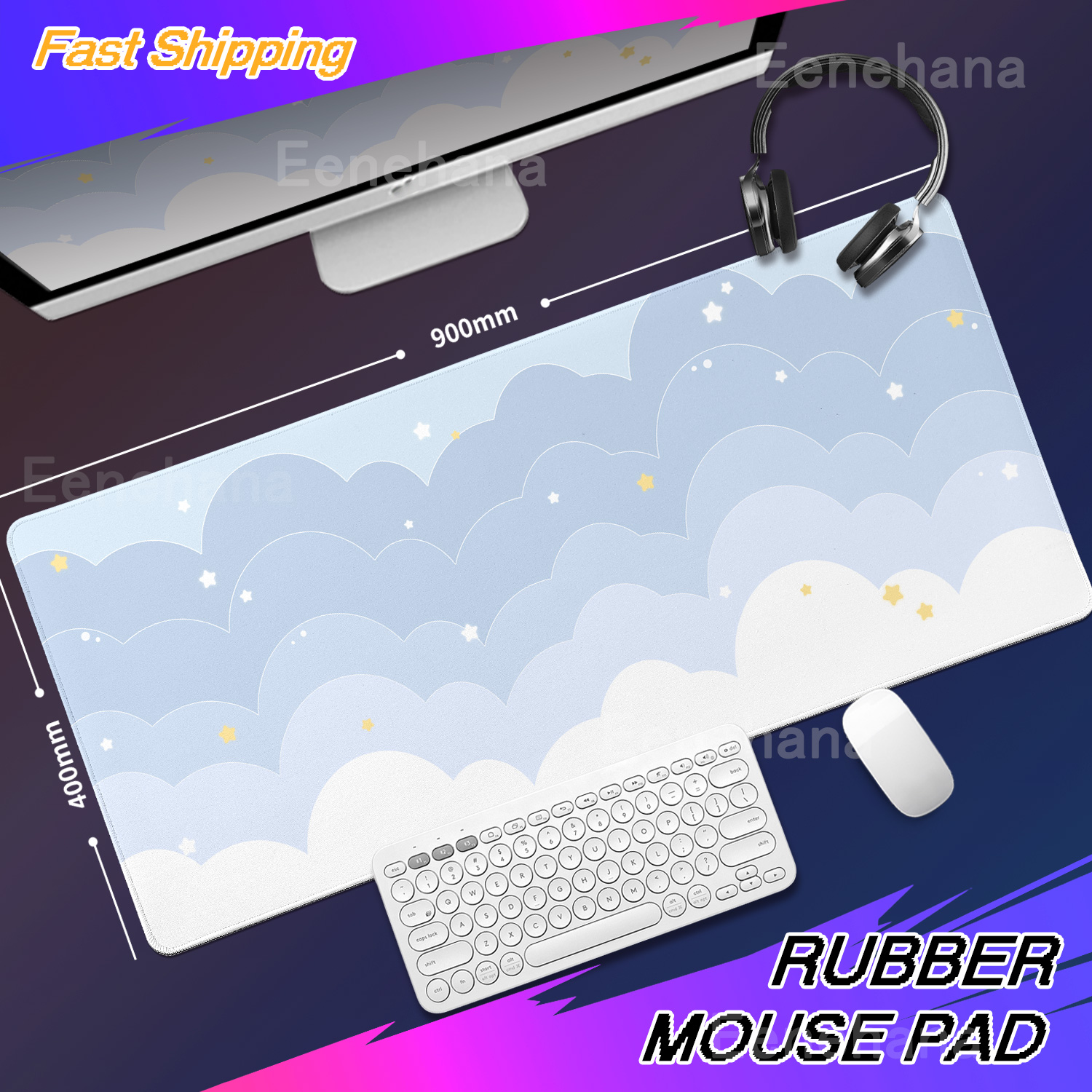 Light Blue Pink Clouds Desk Ma - Tradescantia Purple recension och pris